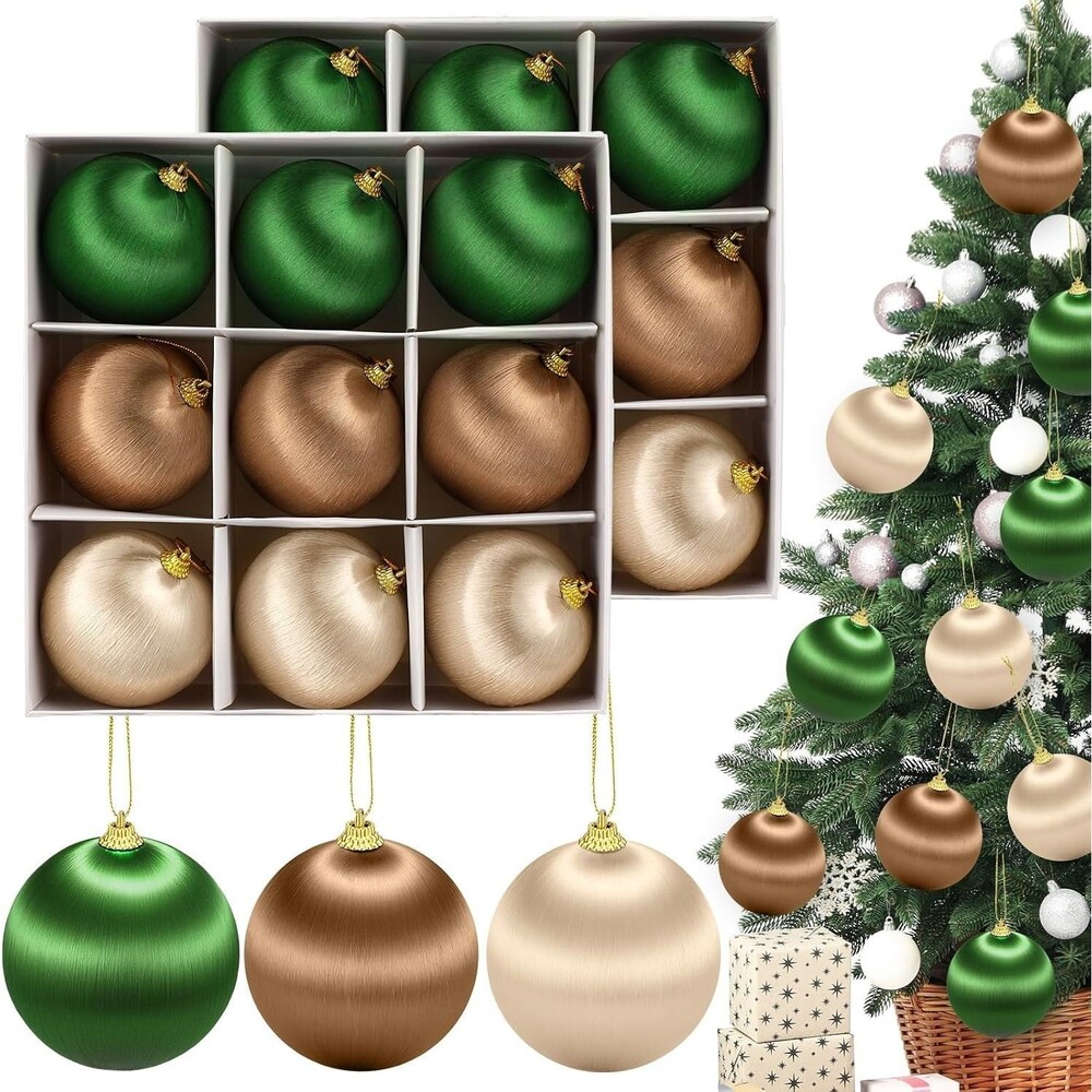 Hungdao 18 Pcs Christmas Satin Balls 3.15 Inch Christmas Silk Ball Ornaments